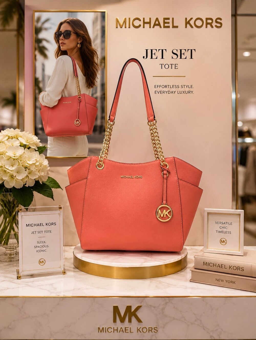 Michael Kors Jet Set Tote– Pink Grapefruit